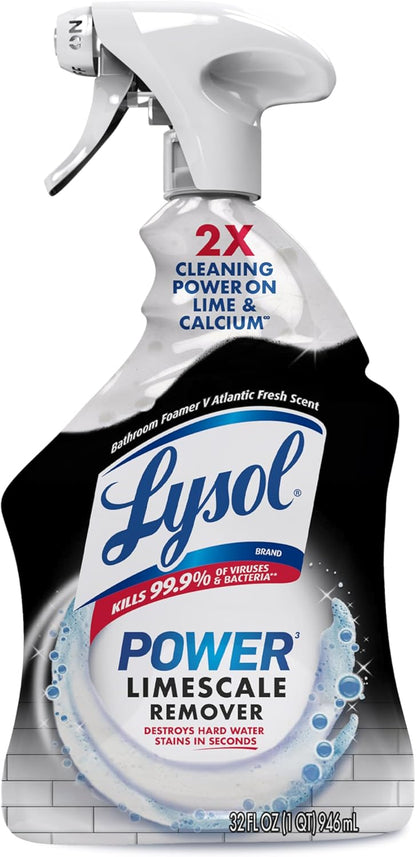 Lysol Power Foaming Bathroom Cleaner, Multipurpose Cleaner for Showers, Bathtubs, Sinks, Disinfectant Spray Kills 99.9% of Germs, Zero Bleach Cleaning Spray, 32 Oz.