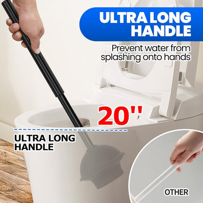 2Pack 2 in 1 Toilet Brush and Plunger Set, Extended Handle Plunger,Toilet Bowl Brush Plunger Set,Bathroom Cleaning Tools,Cleaning Brush,Toilet Brush Plunger Combo(Bright Black)