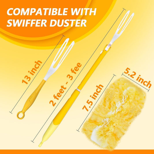 Duster Refill Compatible with Swiffer Duster, Heavy Duty Duster Refills Kit for Cleaning Dusting, Multi Surface 360 Feather Duster, 20 Count Disposable Refills with 1 Handle