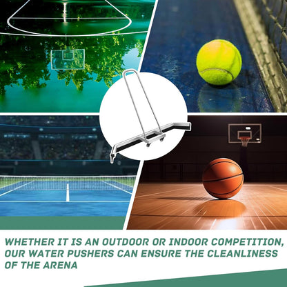 Leyndo Tennis Court Squeegee 54 inches Floor Broom Commercial with Handle and Wheels Professional Water Remover Stainless Steel Sport Court Accessories, Silver