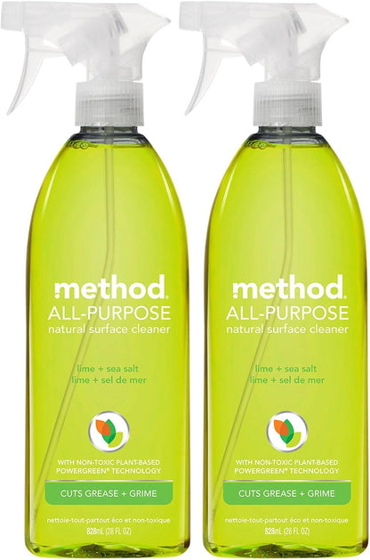 Method All-Purpose Cleaner Spray, Lime + Sea Salt, Perfect for Most Counters, Tiles, Stone, and More, 28 oz Spray Bottles, (Pack of 1)