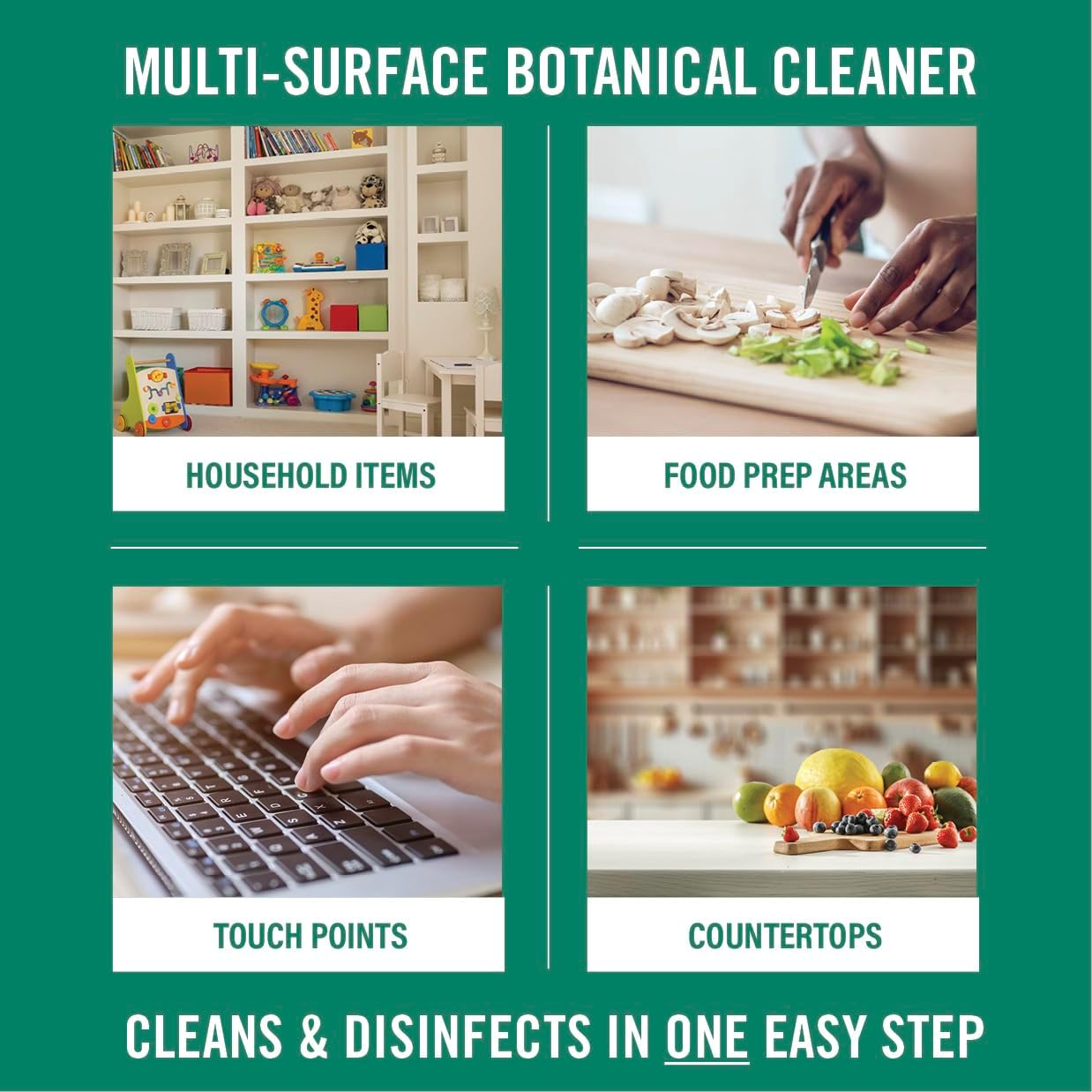 Benefect Botanical Decon 30 Disinfectant Cleaner, 4 oz. Spray Bottle, Light Lemon & Thyme Scent, Hospital Grade Disinfectant, Kills Over 99.99% of Germs, Safe for Food-Contact Surfaces (Pack of 4)