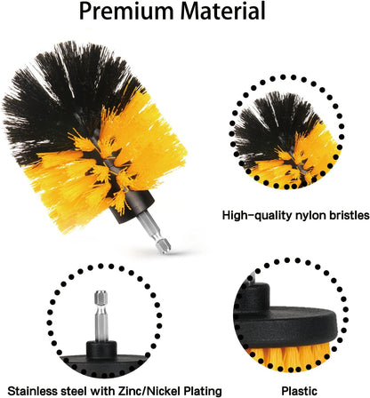 8 Pack Drill Brush Attachment Set,1/4in Power Scrubber Brush + Extend Long Rod, Power Cleaning Scrub Brush for Bathroom, Tub, Tile, Floor, Grout, Boat(White)