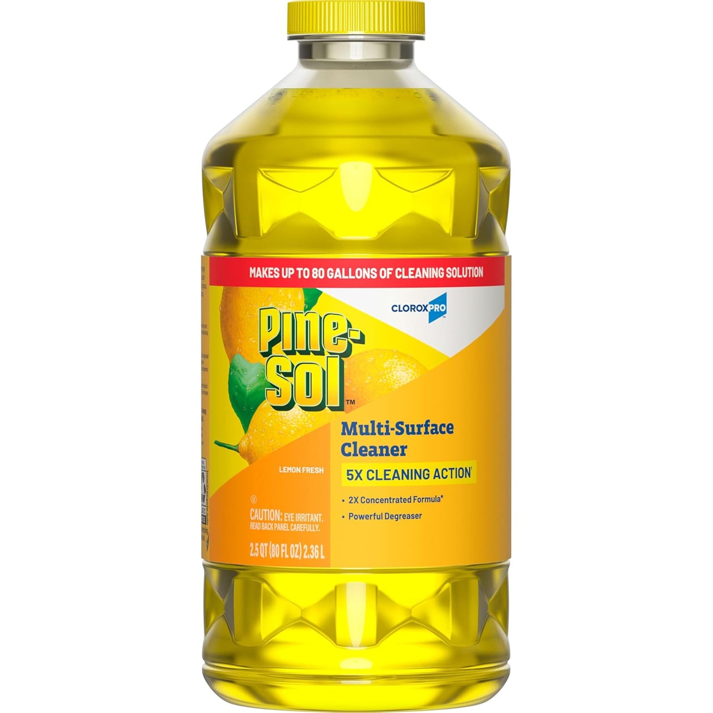 Pine-Sol Multi-Surface Cleaner, CloroxPro, 2x Concentrated Formula, Lemon Fresh, 80 Fl Oz