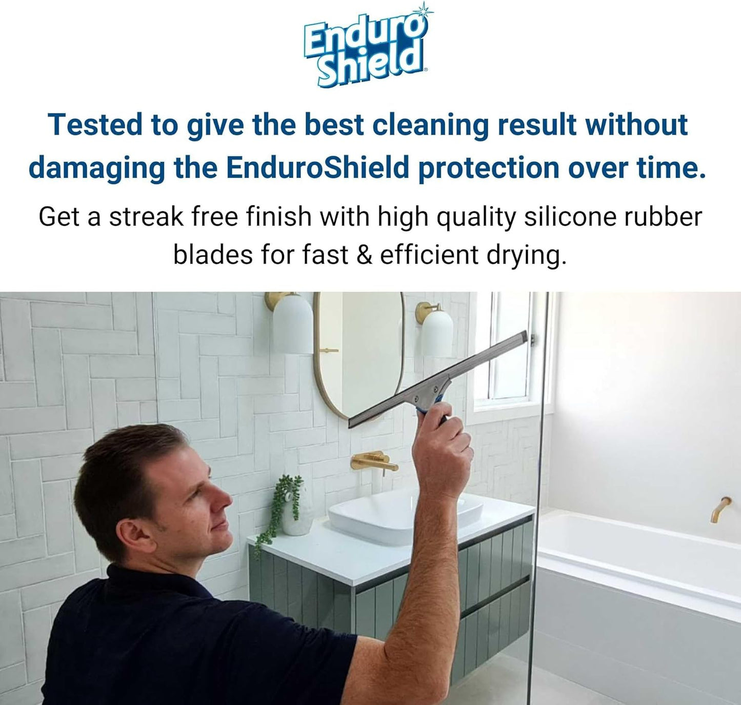 Professional Squeegee - Premium Quality Silicone Rubber Blades with Ergonomic Handle for Streak-Free Cleaning - Perfect for Windows, Shower Doors, and Railings