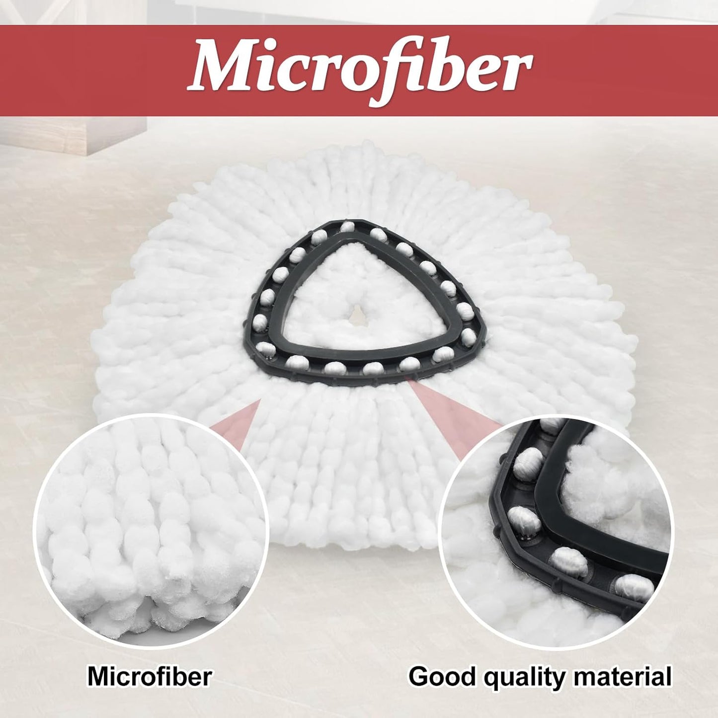 Mop Heads Replacements,Scrubber Head,Base and Pedal Bearing Replacement Combo Set for O-Cedar EasyWring 1-Tank System,Microfiber Mop Replace Head and Scrub Brush for Multi Surface Floor