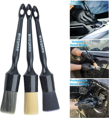 MVEQRRN 6pcs Car Detailing Brush Set-2pcs Boars Hair Car Detailing Brushes,2pcs Ultra Soft No Scratch Detailing Brush for Air Vent,Leather Seat 2pcs Detail Brushes car Detailing for Interior Exterior