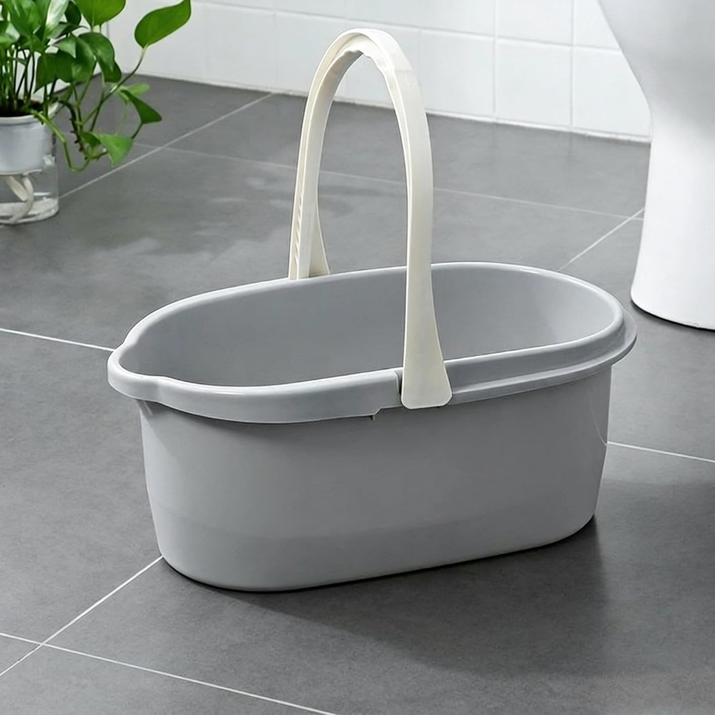 Haundry 4.5 Gallon Cleaning Bucket, Good Grips Household Mop Bucket for Cleaning Supplies, Cleaning Caddy Organizer Basket with Handle, 17.1L, White