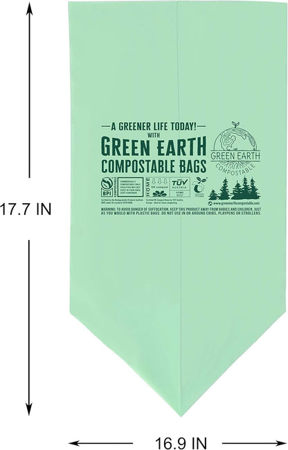 Green Earth Compostable Tall Kitchen Food Scrap Trash Bags, Superior Strength 0.9 Mil, Compost Bin Compatible, 13 Gallon, 49 Liter, 50-Count, ASTM D6400, BPI (US) & OK Compost Home (EU) Certified