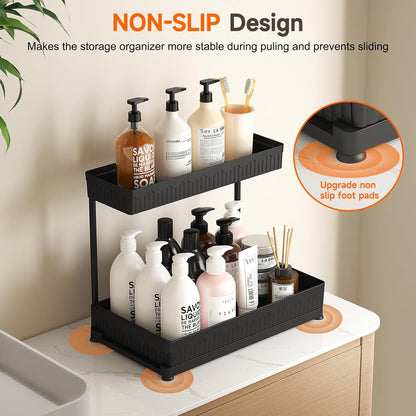 Sevenblue L-Shaped Pull-Out Storage Organizers, 3 Pack (Black, 12.85 inch)