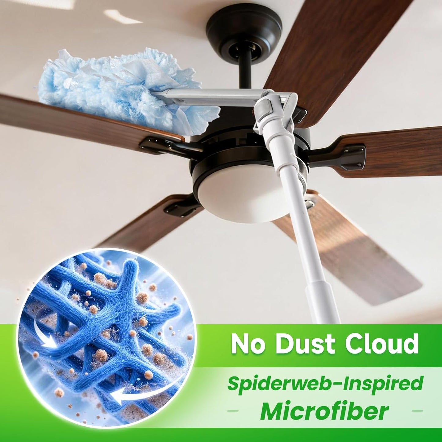 oshang 12 Pack Disposable Heavy Duty Duster Refills - 43" Extendable Handle, Compatible with Swiffer - Dusters for Cleaning Ceiling Fans, Blinds, Furniture & High Corners