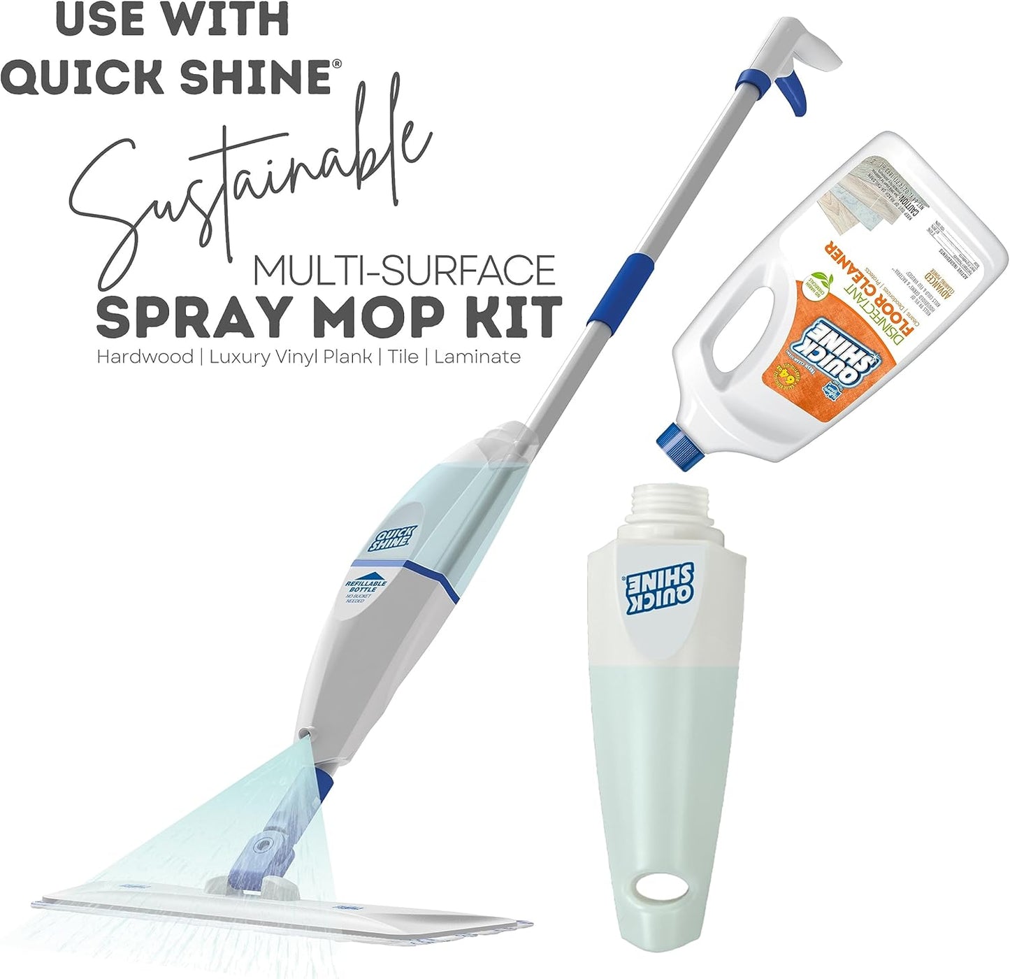 Quick Shine Disinfectant Floor Cleaner 27oz | Hospital Level Disinfectant Kills 99.9% Germs & Bacteria | Cleans w/Power of Hydrogen Peroxide & No Harsh Chemicals | Streak Free & Zero Residue