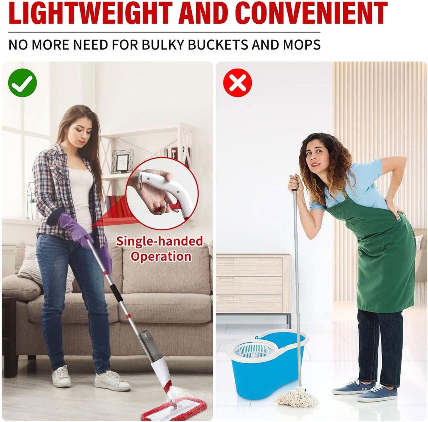 Spray Mops for Floor Cleaning, Microfiber Spray Cleaning Mop Kit with 3 Reusable Washable Pads 700ML Refillable Bottle and Scrubber Flat Mop with 360 Degree Swivel Head for Hardwood Laminate