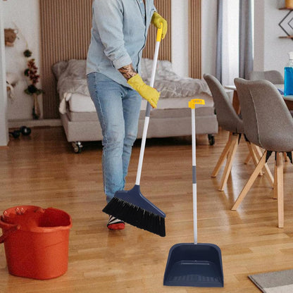 Lurrose Broom and Dustpan Set Heavy Duty Floor Cleaning Kit with Soft Bristles and Ergonomic Long Handle for Home Kitchen Tile and Hardwood Surfaces
