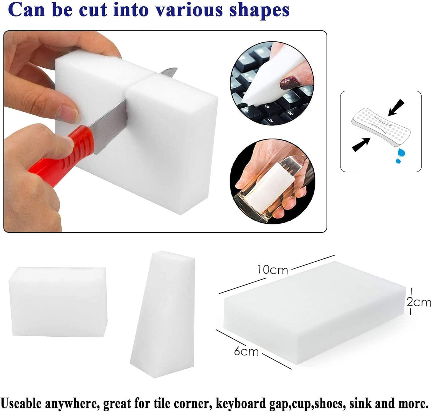 Magic Sponge Eraser Sheets, 52Pcs All-Purpose White Melamine Sponge Convex Point Disposable Magic Cleaning Wipes for Furniture Kitchenware, Hard-to-Reach Places, Shoe