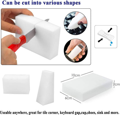 Magic Sponge Eraser Sheets, 52Pcs All-Purpose White Melamine Sponge Convex Point Disposable Magic Cleaning Wipes for Furniture Kitchenware, Hard-to-Reach Places, Shoe