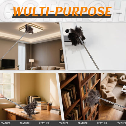Lambswool Extendable Mini Duster 14-34 Inch Stainless Steel Extension Telescoping Pole Wool Dusters for Cleaning Ceiling Fans Window Blinds Car Interiors Furniture Dusting