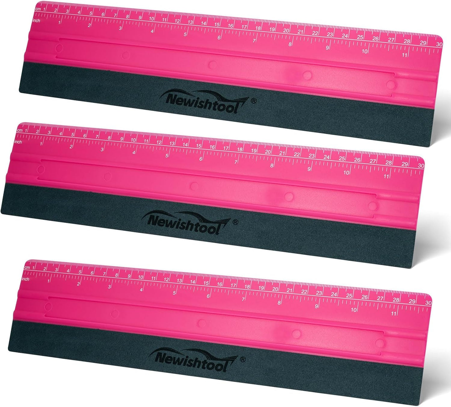 NEWISHTOOL Vinyl Wrap Squeegee for Vinyl, Big Size Wallpaper Smoothing Squeegee, 3 Pack 25CM Decals Squeegee with Ruler & Micro Suede Felt Edge for Sign Making Graphic Window Tint Film Application