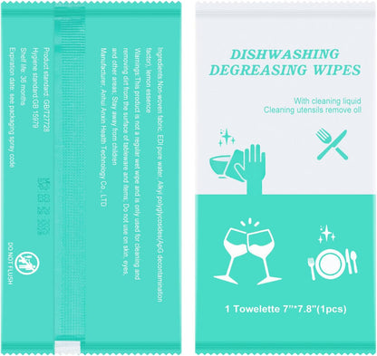 twoworld Disposable Dish Cleaning Wipes,Dish Wipes for Washing Dishes No Waterfor Camping Travel Kitchen Outdoor(pack of 50)