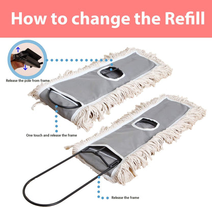 2 Pack of 24 Cotton Refills for Industrial Class Floor Dust mop Series Can be fit with Others