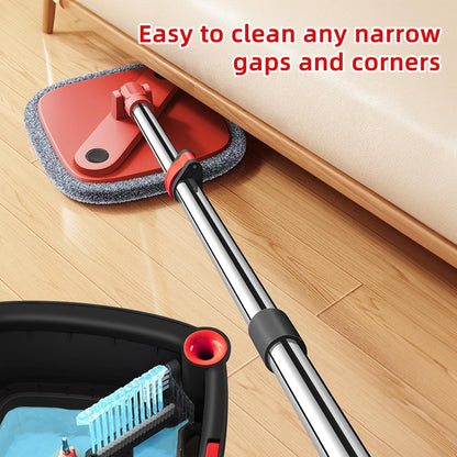 Spin Mop and Bucket Set with Self Separation Dirty and Clean Water System Self Wringing 360° Rotating Clean Mop-Head for Hardwood Tile Marble Floors (Mop Set with 6 Pads)-Grey