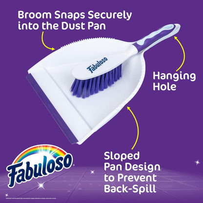 Fabuloso Cleaning Brush with Handle, Compact Handheld Household Scrub Brush for Kitchen, Bathroom, Baseboards, Tile and Floors, Firm Bristles for Indoor Surface Cleaning, White and Purple, 5.5 Inch