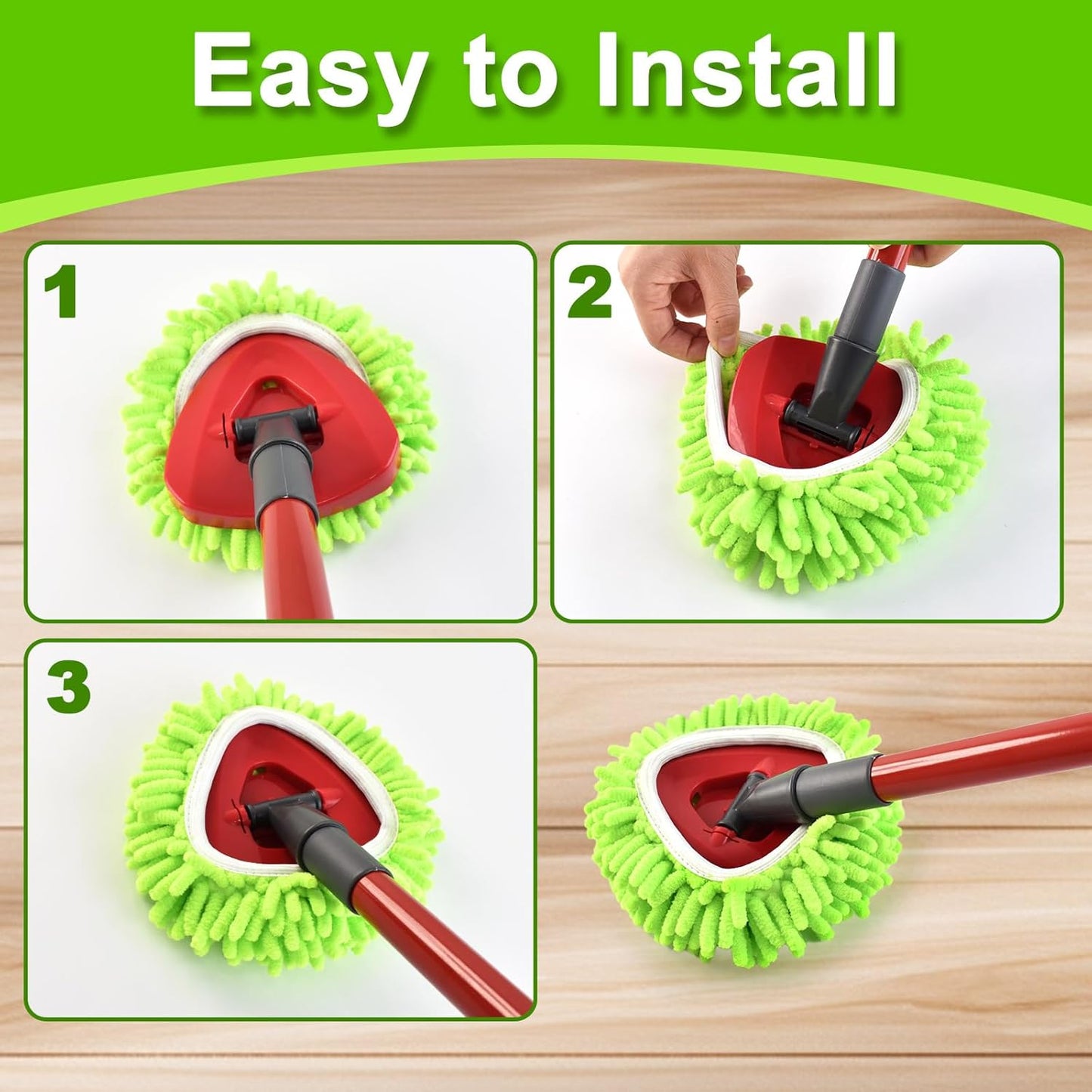 Mop Replace Head for O Cedar, Spin Mop Heads Replacements for Ocedar Easywring 1 Tank Spin Mop, Chenille Duster for Ocedar Mop Include 3 Pack Microfiber Chenille Mop Pad for Ocedar Spin Mop