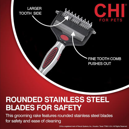 CHI for Dogs Rubber Fur Accumulator Brush, Dog Grooming Tool for Removing Loose Hair and Lint from Coats Furniture Clothing and Car Seats, Flexible Rubber Bristles, Easy Clean Grooming Brush