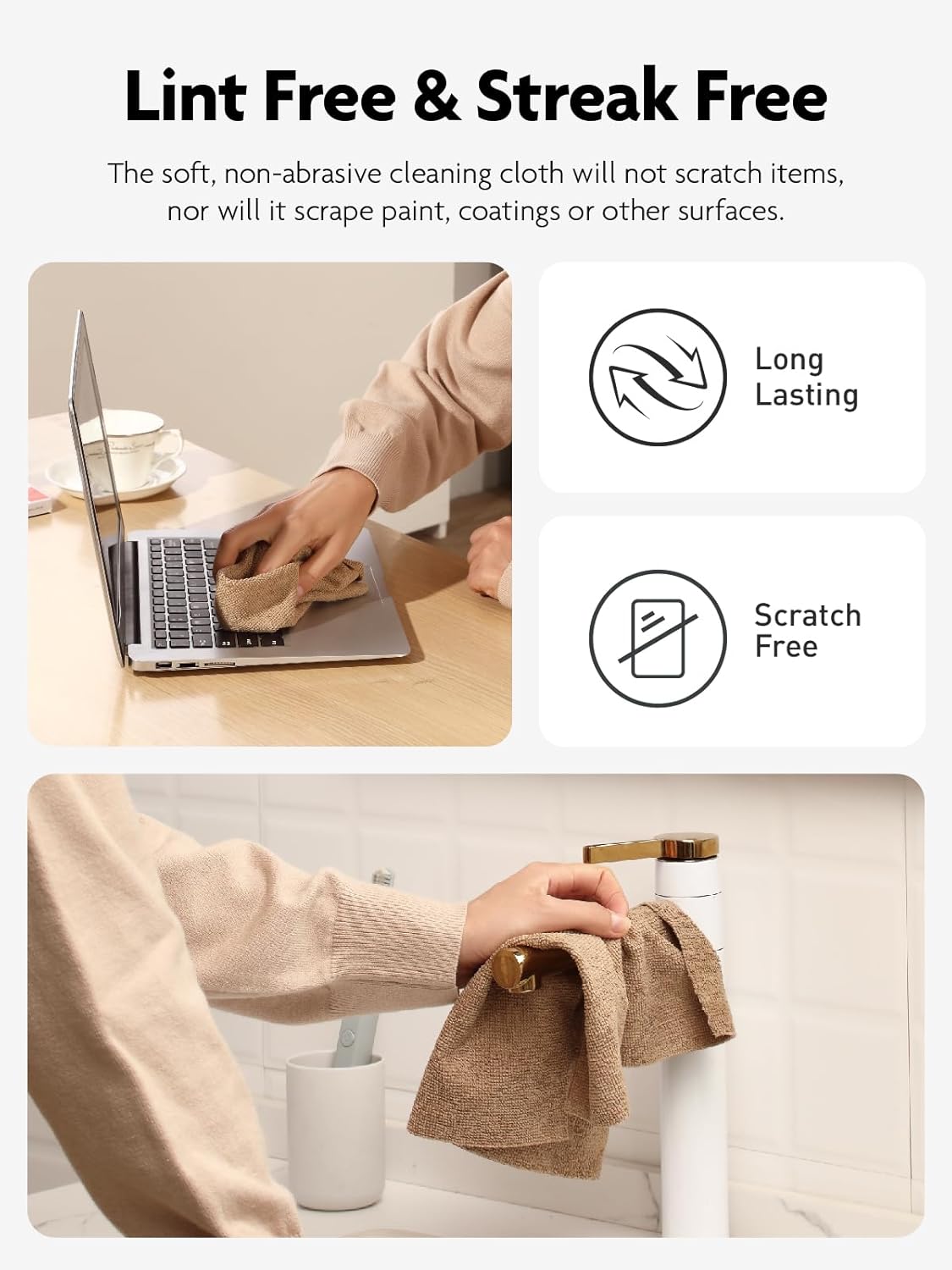 Fantasticlean Microfiber Cleaning Cloth Roll -40 Pack, Tear Away Microfiber Towels, 12" x 12", Reusable, Washable, Scratch Free, Ultra Absorbent Dishcloth for All-Around Cleaning Supplies (White)