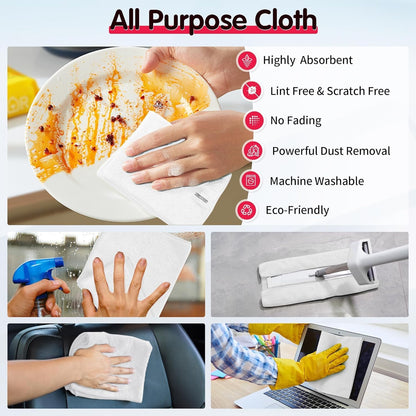 FIXSMITH Microfiber Cleaning Cloth - Pack of 8, Size: 12 x 16 in, Multi-Functional Cleaning Towels, Highly Absorbent Cleaning Rags, Lint-Free, Streak-Free Cleaning Cloths for Car Kitchen Home