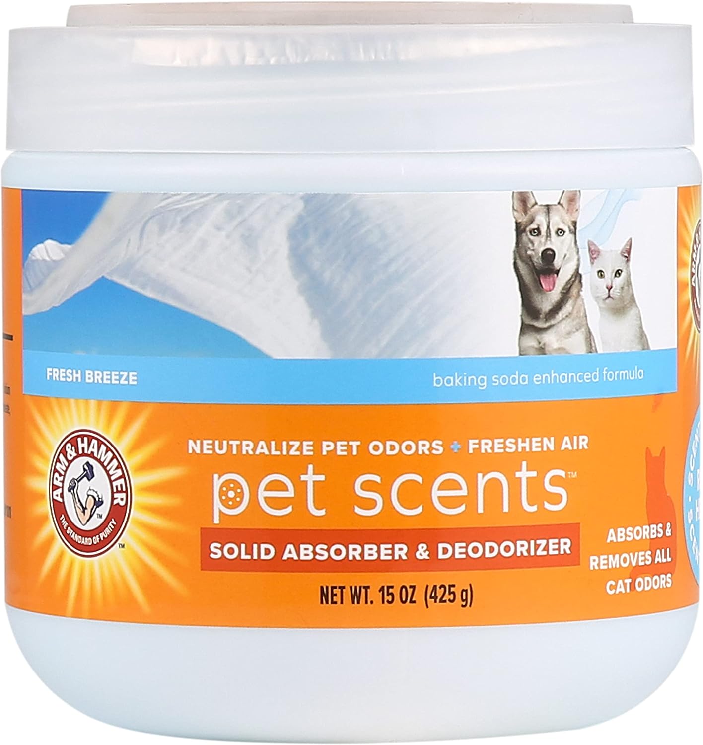 Arm & Hammer Pet Scents Gel Odor Eliminator, Baking Soda Deodorizer for Pet Rooms, Litter Box Areas, and Indoor Spaces, Long-Lasting Solid Gel Format, Fresh Breeze Scent, 15 Oz