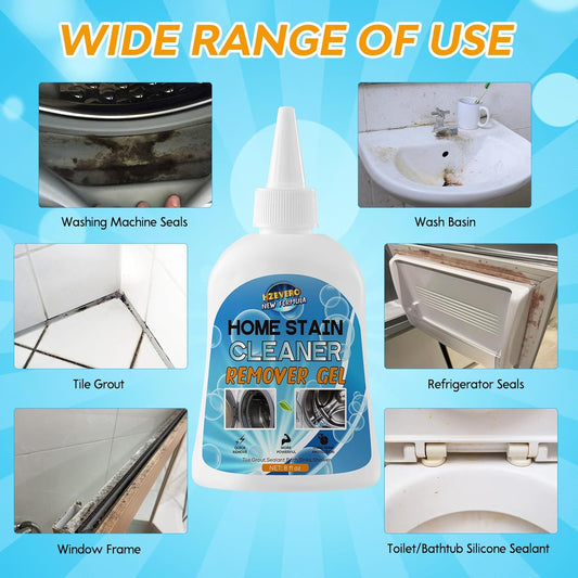 Mold Stain Remover Gel, Front Load Washer Mold Remover for Washing Machine Gasket Rubber Seal Home Stain Cleaner Gel for Grout Caulk, Bathroom, Shower, Bathtub, Refrigerator Cleaning Solution 8 Fl Oz