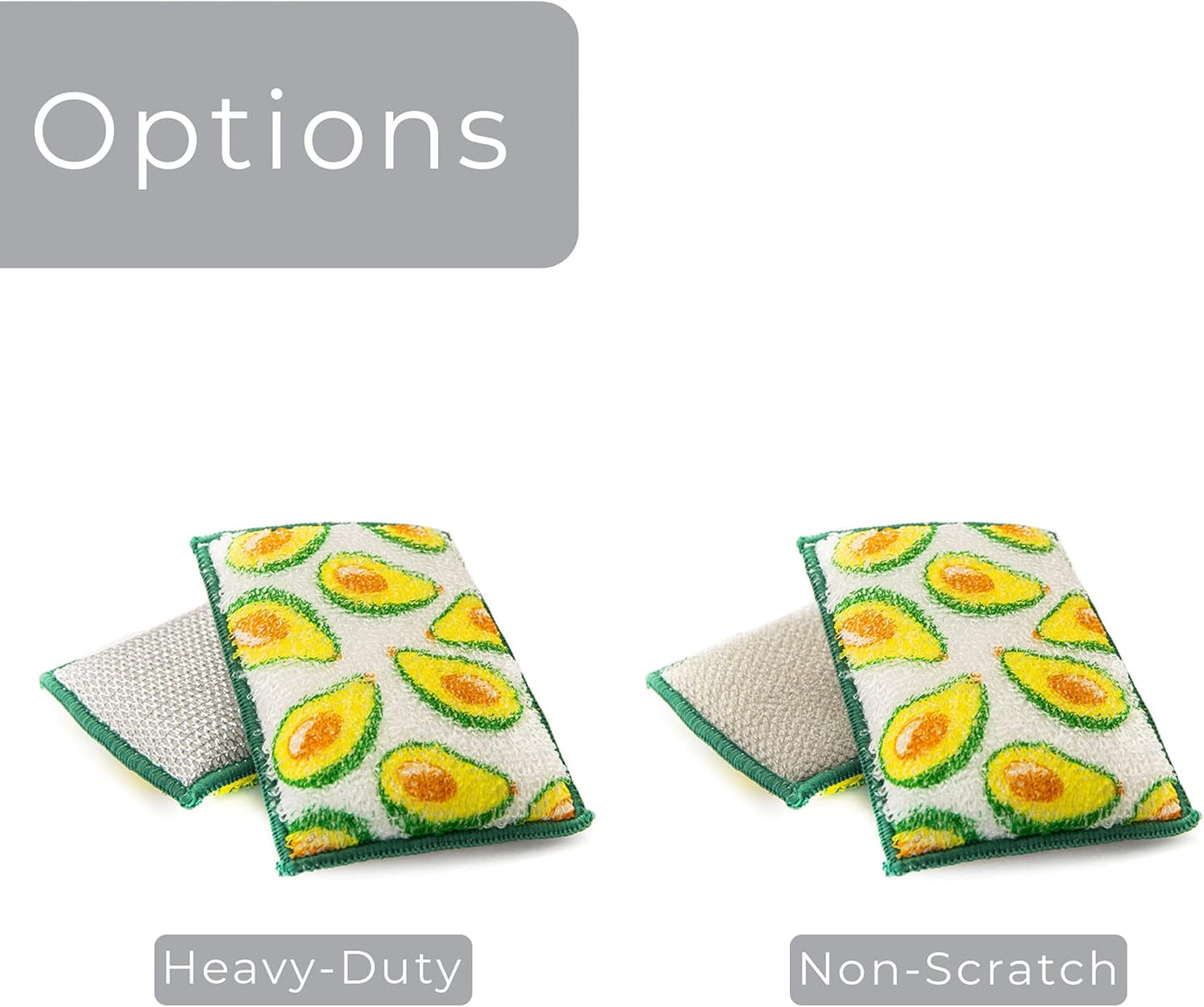 Smart Design Heavy Duty Scrub Sponge with Bamboo Odorless Rayon Fiber - Set of 9 - Ultra Absorbent - Soft & Metallic Scrub - Cleaning Dishes & Hard Stains - Kitchen - Pineapple, Citrus, Avocado Prints