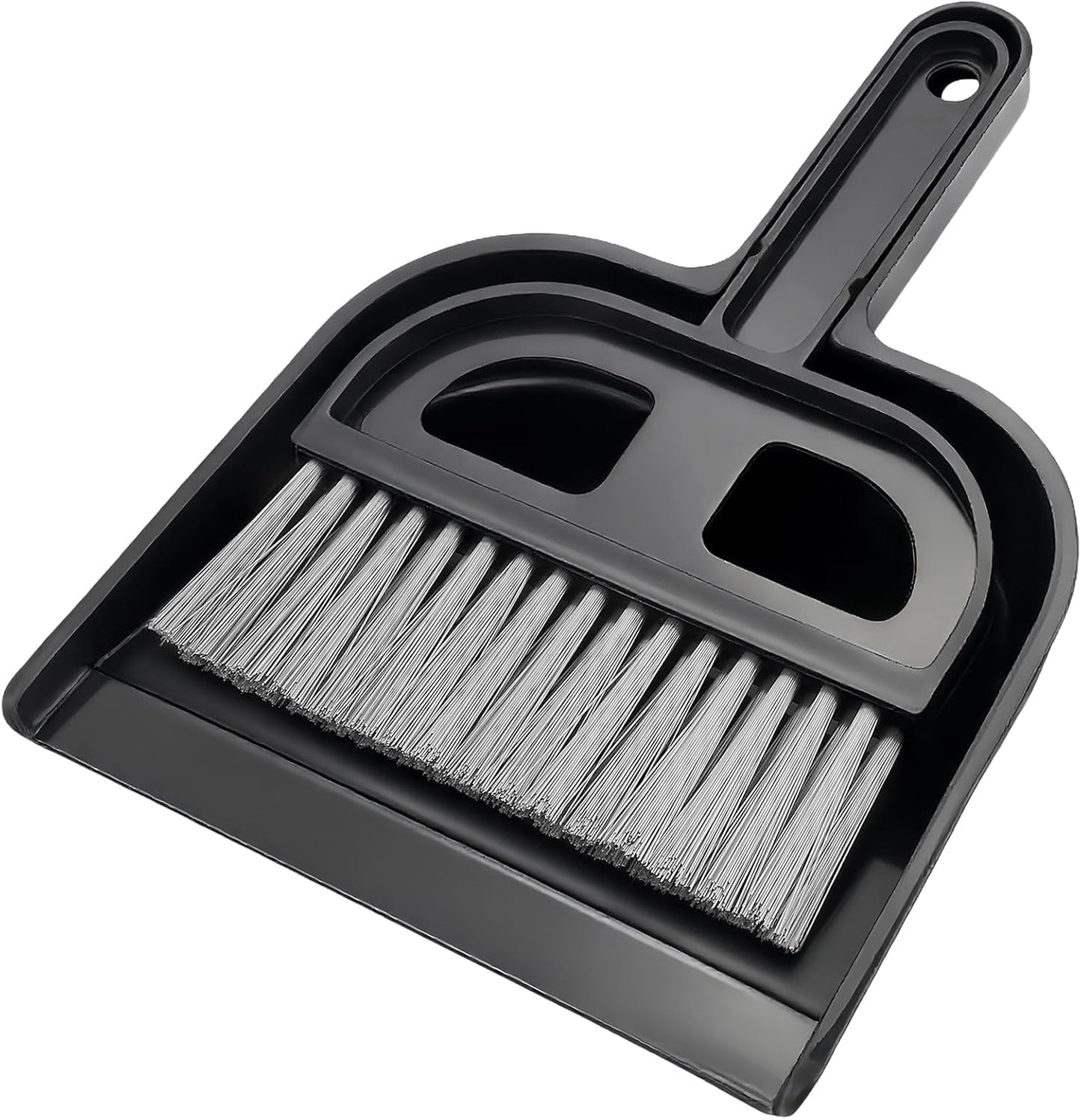 Mini Dustpan and Brush Set - Portable Hand Broom Compact 8.5" Nesting Cleaning Combo for Desks Keyboards Home Office