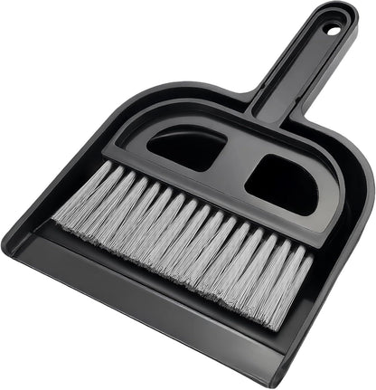 Mini Dustpan and Brush Set - Portable Hand Broom Compact 8.5" Nesting Cleaning Combo for Desks Keyboards Home Office