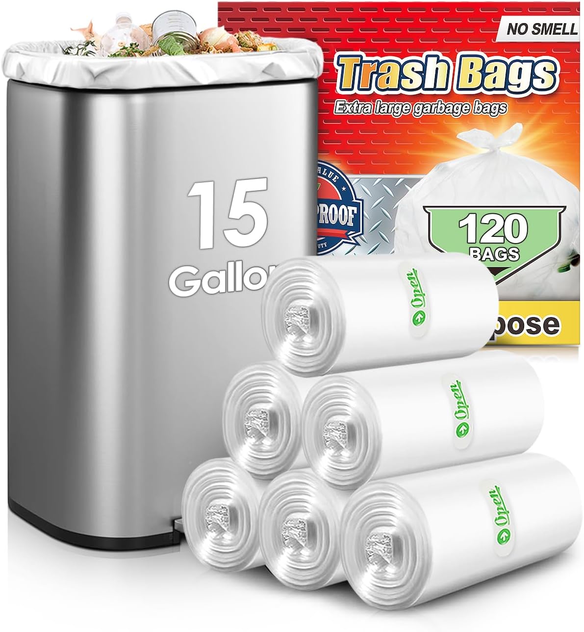 Teivio Large Clear Trash Bags 55-60 Gallon 20 Counts Fit 50,55,60,Gal All Purpose Garbage Bags, Extra Large Lawn and Leaf Bags Outdoor Trash Can Liner, Drum Liners, Workshops, Backyard