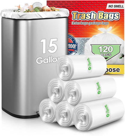 Teivio Large Clear Trash Bags 55-60 Gallon 20 Counts Fit 50,55,60,Gal All Purpose Garbage Bags, Extra Large Lawn and Leaf Bags Outdoor Trash Can Liner, Drum Liners, Workshops, Backyard