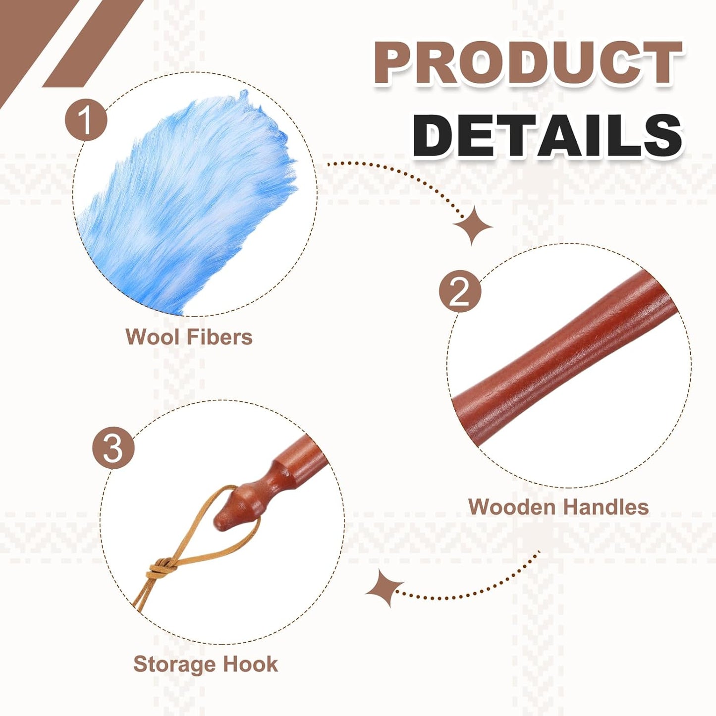 uxcell Wool Duster, 14.2" Natural Feather Cleaner Household Cleaning Duster with Solid Wooden Handle for Cleaning Fans Window Blinds Shelves Furniture, Pink