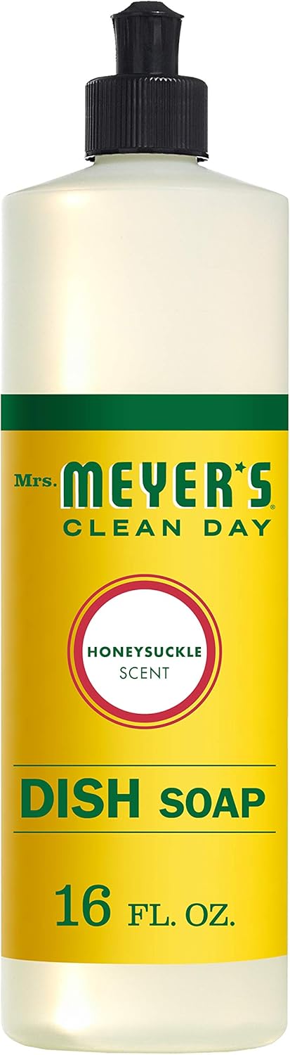 MRS. MEYER'S CLEAN DAY Liquid Dish Soap, Basil Scent, 16 Fl Oz Bottle - 3 Pack