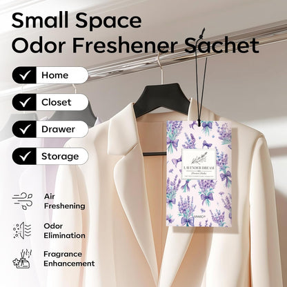 MYARO 12 Pack Fresh Linen Scented Sachets for Drawer, Closet & Car Air Freshener Bags | Odor Eliminator & Fabric Refresher | Crisp, Clean Home Fragrance Gift Set