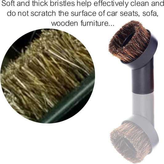 1.25'' Shop Vacuum Dust Brush Attachment with 25mm Horse Hair (2PCS) - Round Dust Brush Soft Bristle for Furniture, Blinds, Car, Wood, Electronics - 1.25 inch (32mm) Vacuum Accessories