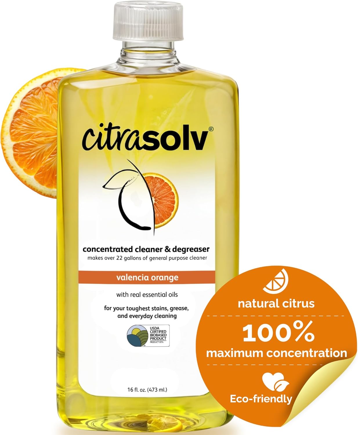 Citra Solv All Purpose Cleaning Spray – Powerful Citrus Degreaser for Kitchen & Bathroom, Multi-Surface Cleaner, No Harsh Chemicals, Valencia Orange 22oz
