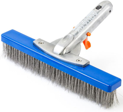 Aquatix Pro Heavy Duty 5" Pool Brush, Durable Stainless Steel Bristles, Aluminium Handle, Tackles & Cleans Stubborn Stains in Swimming Pools, Steps, Walls, Tiles, Best for Concrete & Gunite Surfaces