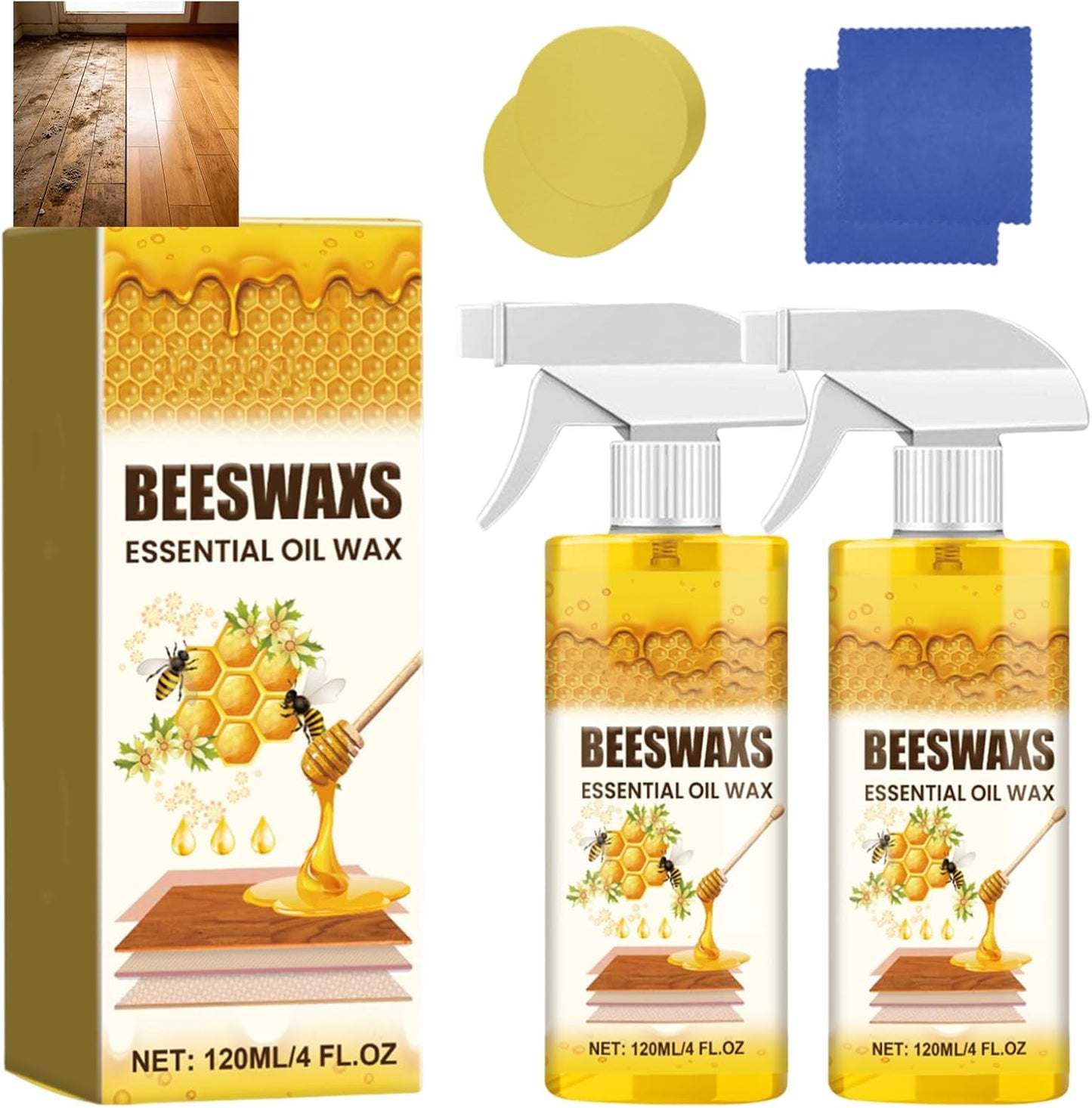 Beeswax Wood Polish Spray,Beeswax Essential Oil Wax,Bees wax Floor Polish Spray,2026 Wood Polishing Spray, For Furniture & Floors, Scratch Remover, Polish (1pcs)