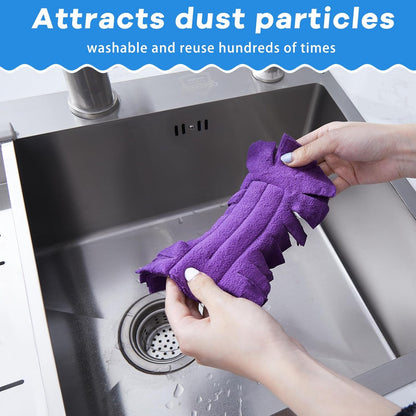 Zubebe 12 Pcs Duster Refill Reusable Fleece Duster Refills Feather Flat Dusters Multi Surface Washable Cleaning Pads Tools for Home, Blinds, Car, Pet, Furniture, Fans (Dark Color)