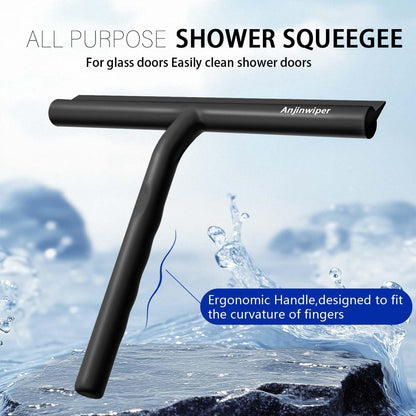 Silicone Shower Squeegee with Hook, Bathroom Squeegee for Shower Glass, Squeegee for Shower Doors, Mirror and Window, Shower Squeegee for Tile Shower Walls(10 inch, White & Gray)