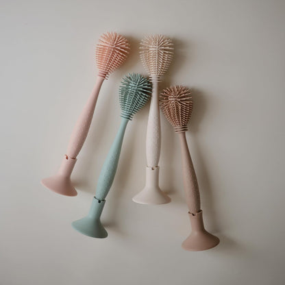 mushie Baby Bottle Brush | Soft Silicone with Suction Base (Shifting Sand)