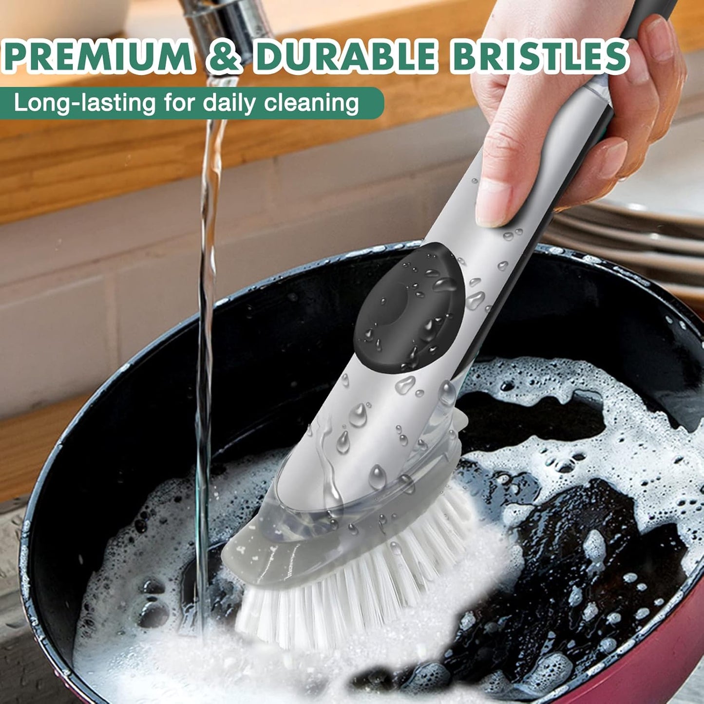 Soap Dispensing Dish Brush Refills, 8 Pack Dish Brush Replacement Head for Steel Soap Dispensing Dish Brush