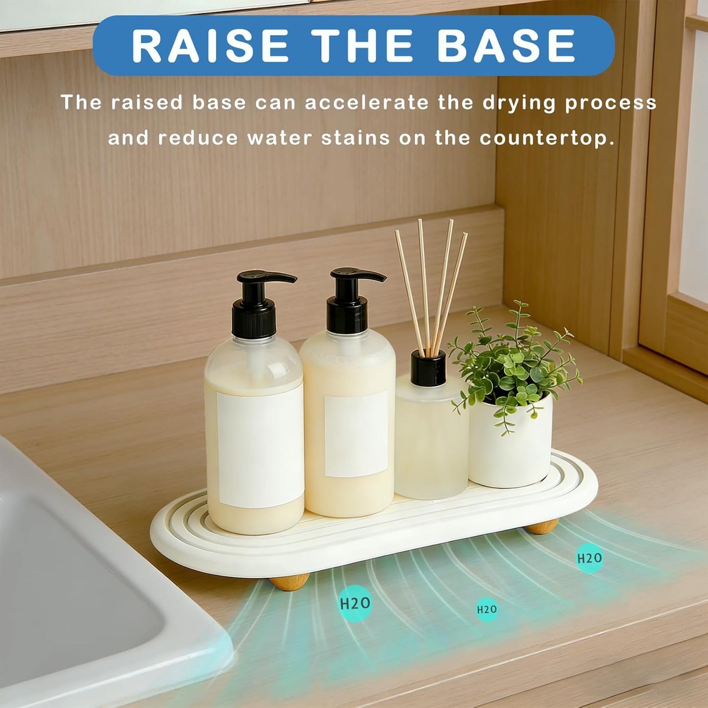 Instant Dry Sink Tray, Anti-Slip Stone Sink Caddy, Durable Kitchen Sink Organizer, Quick Dry Water Absorbing Stone Tray for Bathroom Counter, Stone Soap Tray -Dark Gray