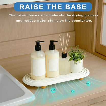 Instant Dry Sink Tray, Anti-Slip Stone Sink Caddy, Durable Kitchen Sink Organizer, Quick Dry Water Absorbing Stone Tray for Bathroom Counter, Stone Soap Tray -Dark Gray